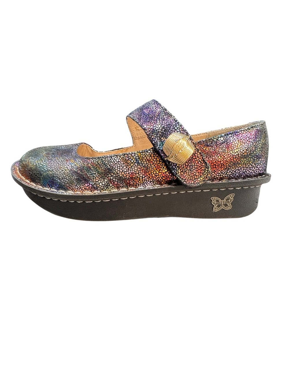 Alegria Paloma Tots Gorge Multicolor Iridescent Metallic Mary Jane/Clog Sz 7-7.5